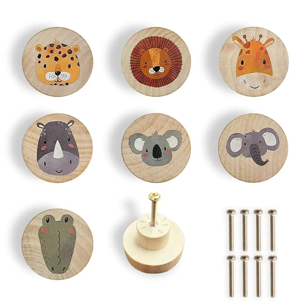 

Animal Wood Dresser Cabinet Drawer Knobs Round Unique Decorative Wooden Drawer Knobs For Kids Cabinets (8, Log Color1)
