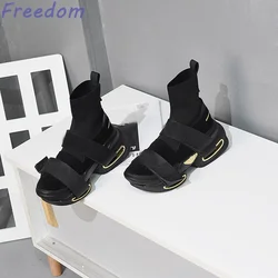 Short sock boots women's models Korean version of the Hundred Leisure air cushion muffin thick bottom gold hollowing sneakers