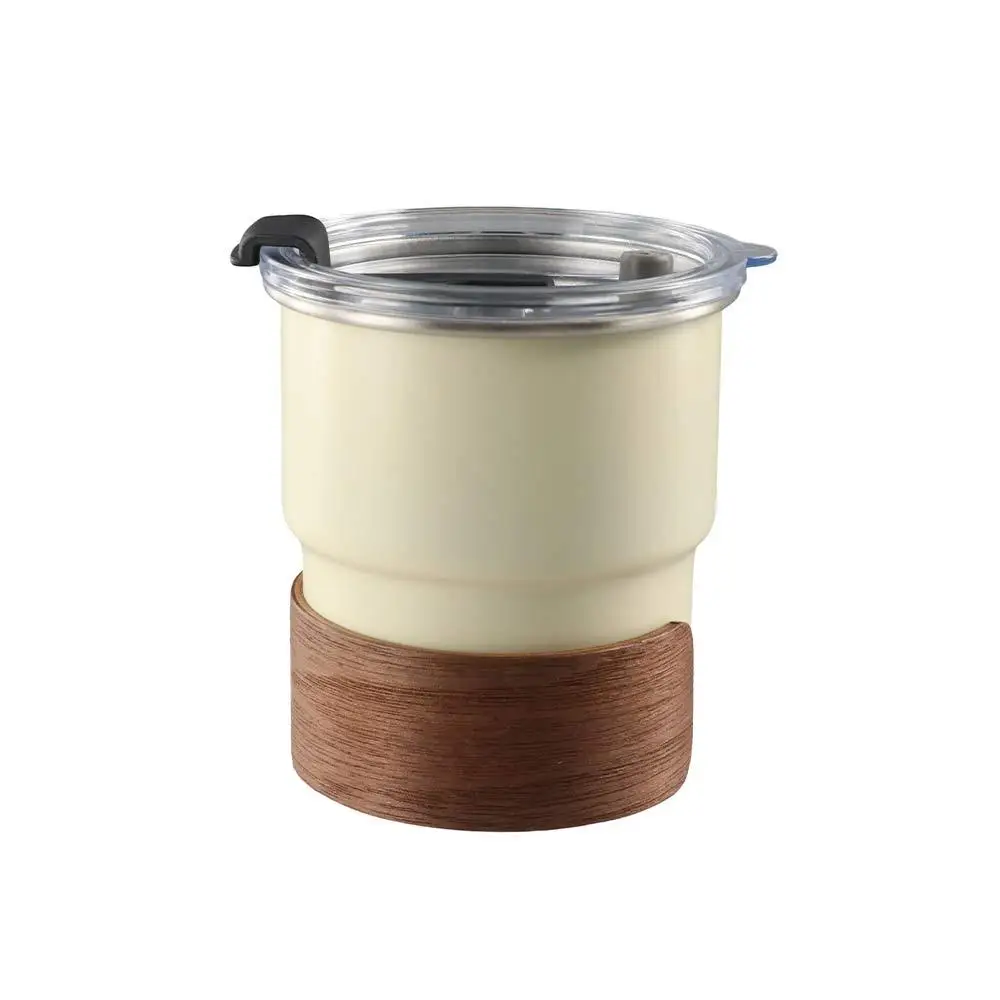 

Portable 300ml Coffee Camping Mug 304 Stainless Steel with Lid Coffee Cup Anti-Scalding Wood Cover Water Cup Picnic