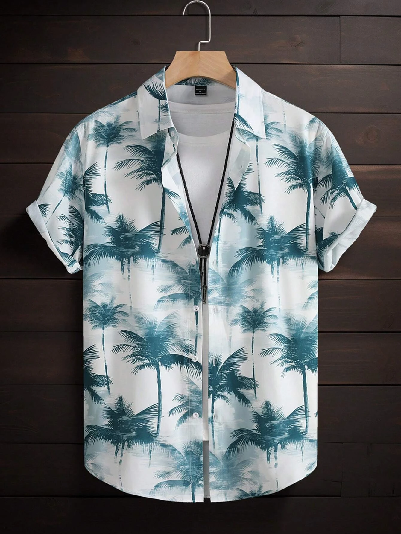 

Men's Hawaiian Aloha Shirt White Base Palm Tree Print Short Sleeve Button Down Summer Beach Vacation Lightweight Blouse Tops