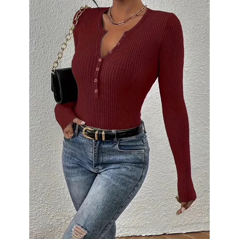 

Slim Fit Long Sve Knitted Sweater Color Overhead Sle Women's Faion Polyester Fiber Winter Collection