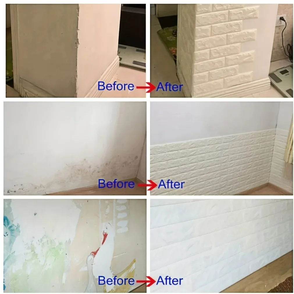 40Pcs 38.5X35cm Imitation Brick Wallpaper Self-adhesive Waterproof Moisture-proof Living Room Bedroom Wall Decoration