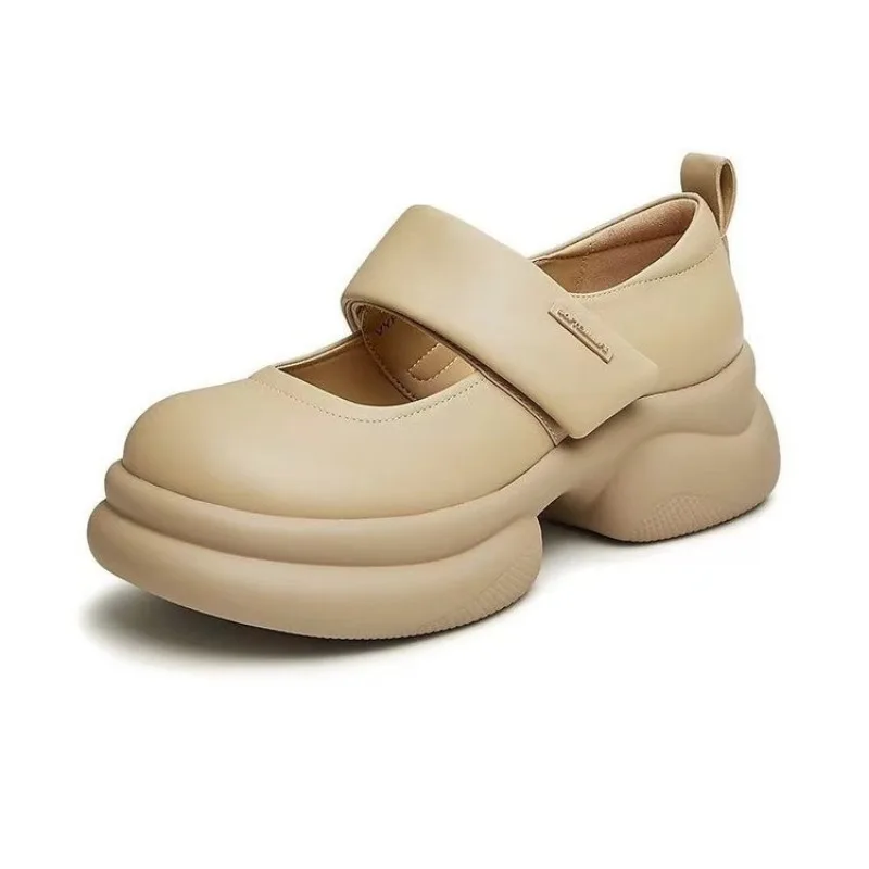 Korean version of moccasins  Jane shallow mouth single shoes summer new thick sole round head low heel outdoor casual