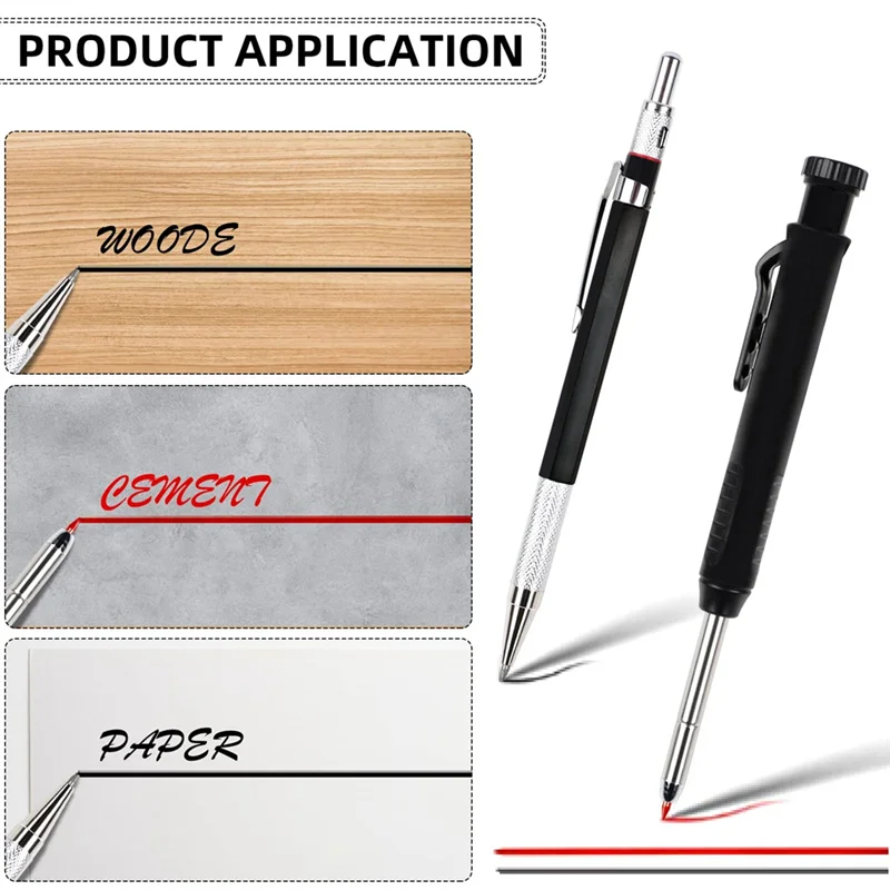 

36Pcs Carpenter Pencil, Mechanical Carpenter Pencils Kit with Carpentry Mechanical Pencil Deephole Pencil for Mark Draw