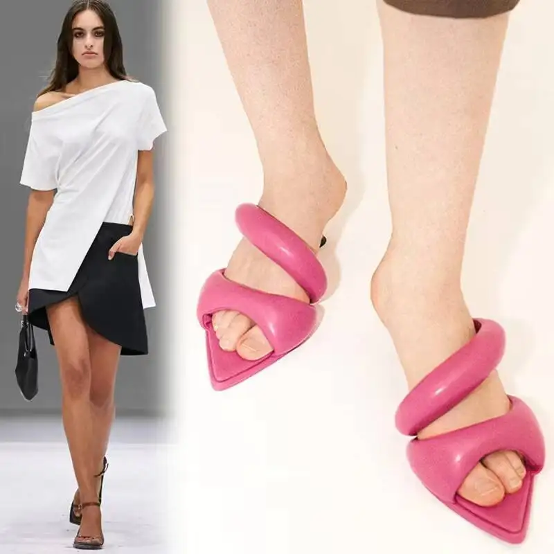 

2025 New Sexy Ladies Roman Slides Summer Open Outdoor Casual Vacation Seaside Kitten Heels Fashion Slip On Solid Color Slippers