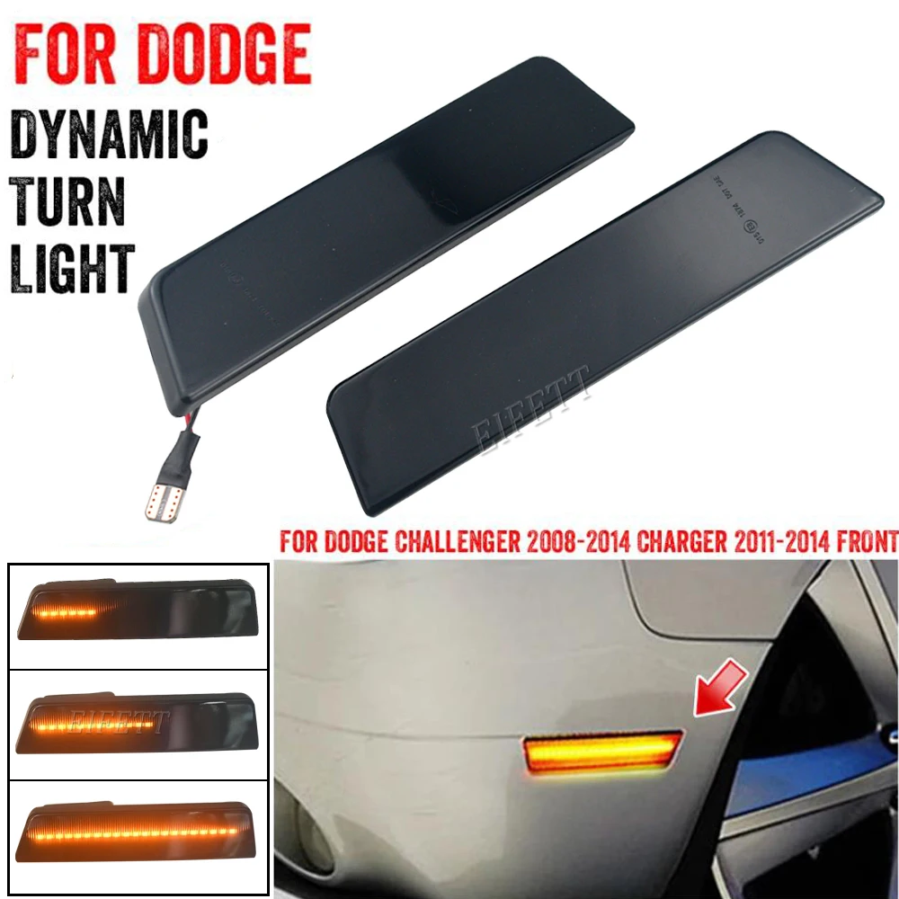 

2 шт. передний янтарный бампер, светодиодный боковой габаритный фонарь для Dodge Challenger 2008 2009 2010 2011 2012 2013 2014