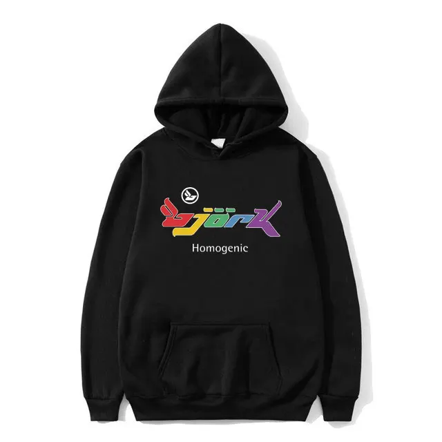 

Bjork Homogenic Rainbow Logo Print Hoodie Men Women Casual Oversized Pullover Sweatshirt Male Fashion Vintage Streetwear Hoodies