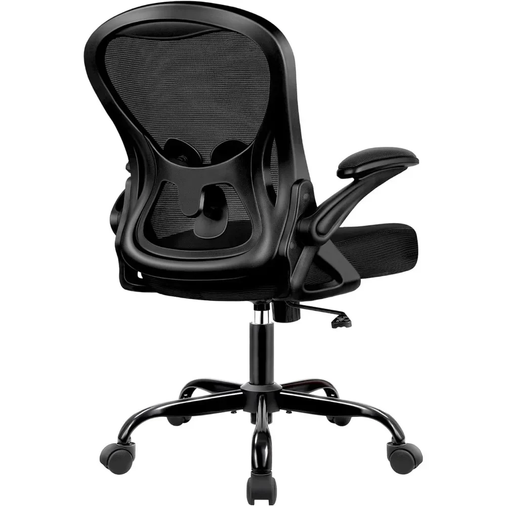 Silla ergonómica de malla para oficina, asiento de escritorio para el hogar, soporte Lumbar ajustable, con reposabrazos abatible hacia arriba