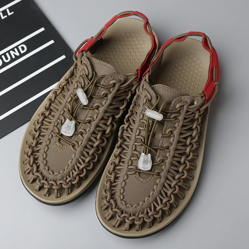 

Men's braided casual outdoor sandals oversized sandals summer breathable oversized traceable shoes Roman sandals design Logo