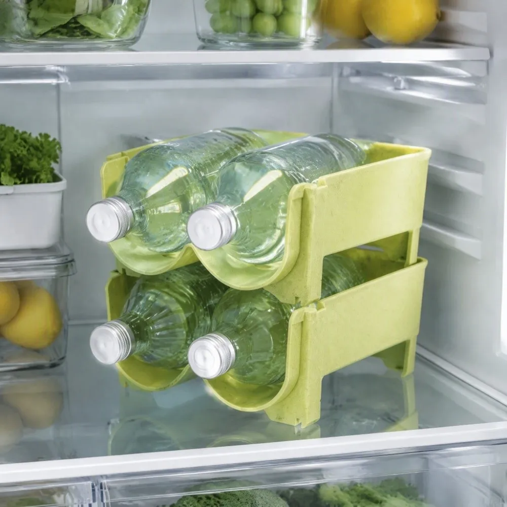 2PCS Durable PP Can Organizer Layered Structure Green Drink Storage Holder Cabinet Fit Beverage Rack Refrigerator