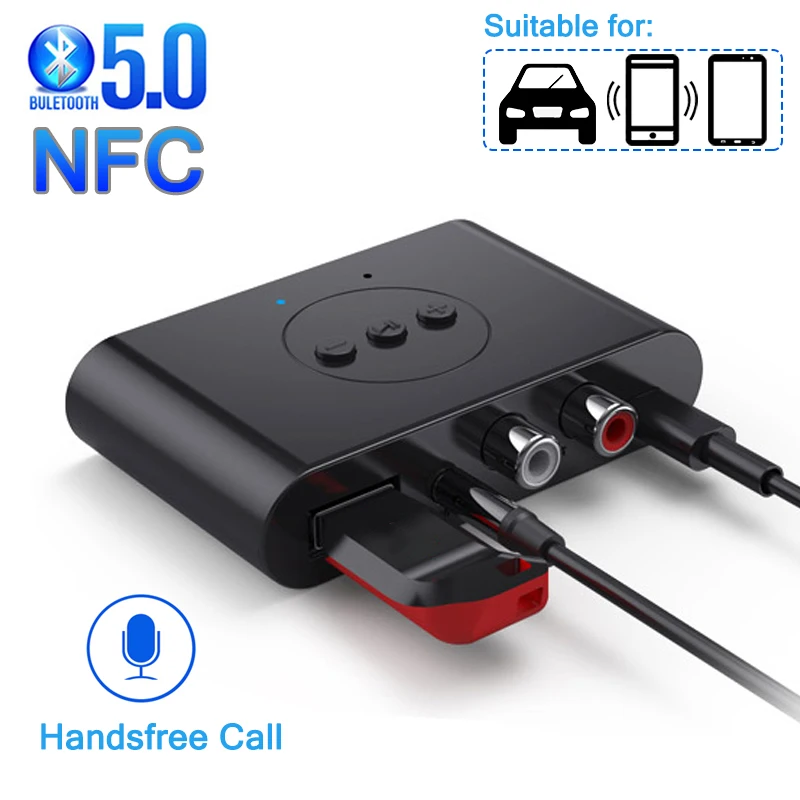 Ricevitore Audio Bluetooth adattatore Audio Wireless NFC U Disk RCA Jack AUX da 3.5mm ricevitore musicale Stereo amplificatore per altoparlanti per auto