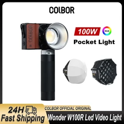 Colbor Wonder W100 RGB 100W LED Video Light Photography Fill Light with Softbox Battery Handle Outdoor Shoot Photos Studio Video