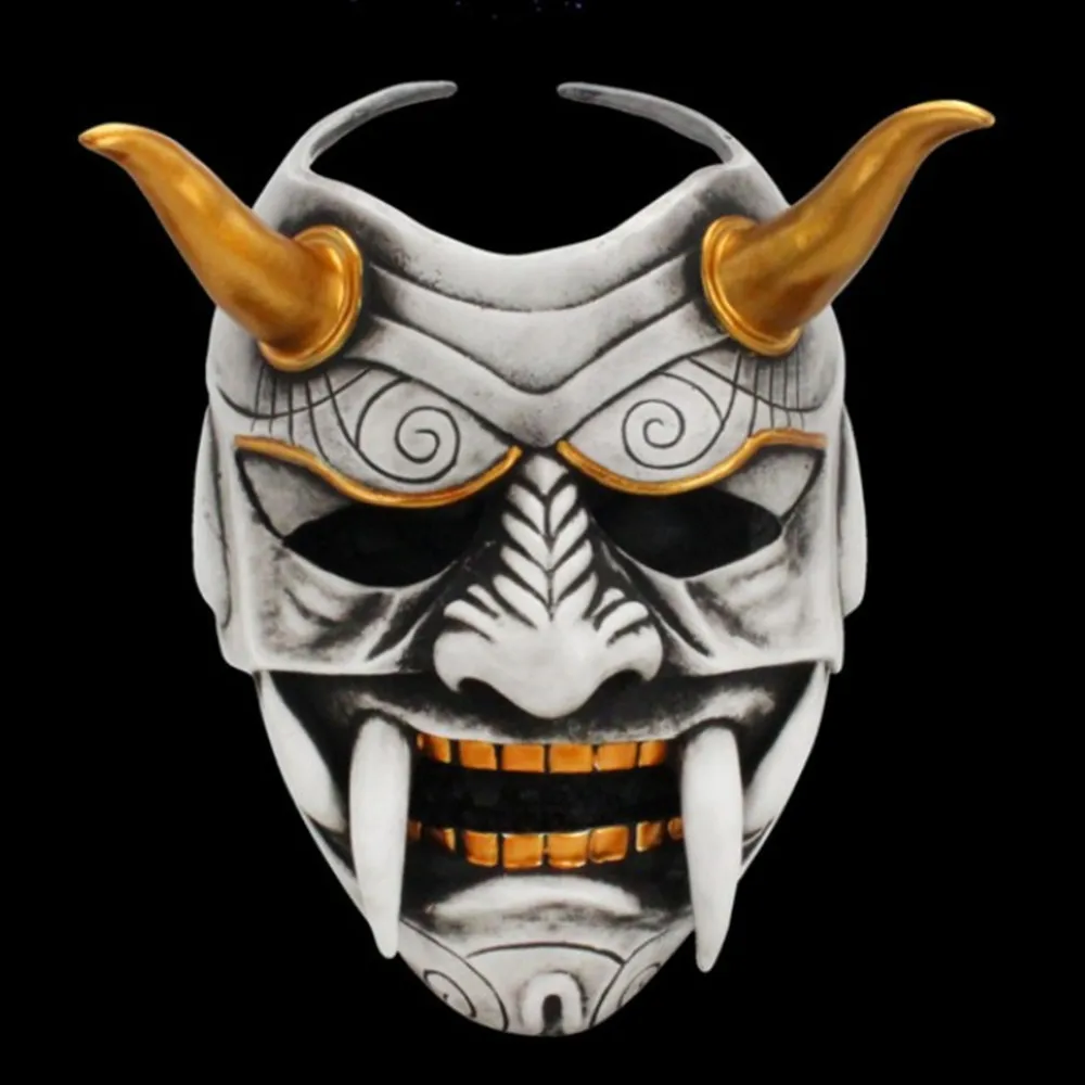 

Японская традиционная маска Ханья из высококачественной смолы с острыми клыками, красно-белая, для косплея демона, реквизит для Хэллоуина, украшение для маскарада