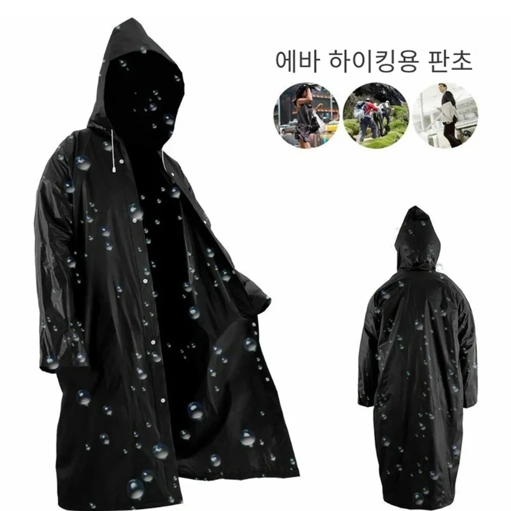 Disposable EVA Raincoat Unisex Hooded Waterproof Long Rain Coat Black Outdoor Hiking Camping Fishing Travel Wear For Men Women 13 S2633c3f9b9fa49a18789a67a1a06aca39