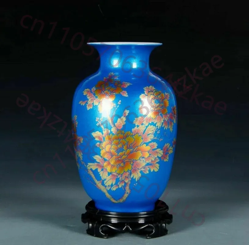 

8.66" Chinese Jingdezhen Ceramic Flower Vase Crystal Glaze Antique Reproduction
