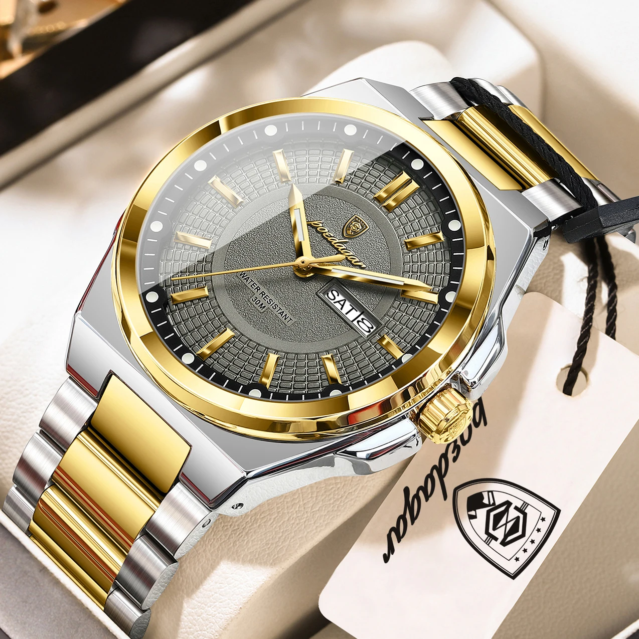 

POEDAGAR Trendy Quartz Men Clock Stainless Steel Waterproof Luminous Men's Watch Date Week Business Watches For Man Reloj Hombre