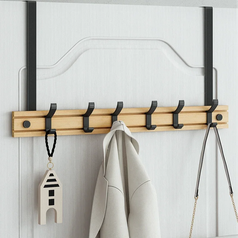 

Bamboo Door Removable Mounting Hooks Hangner Rack Clothes Towel Pants Coat Home Storage Hat Hook Hanger Bedroom Door Organizer