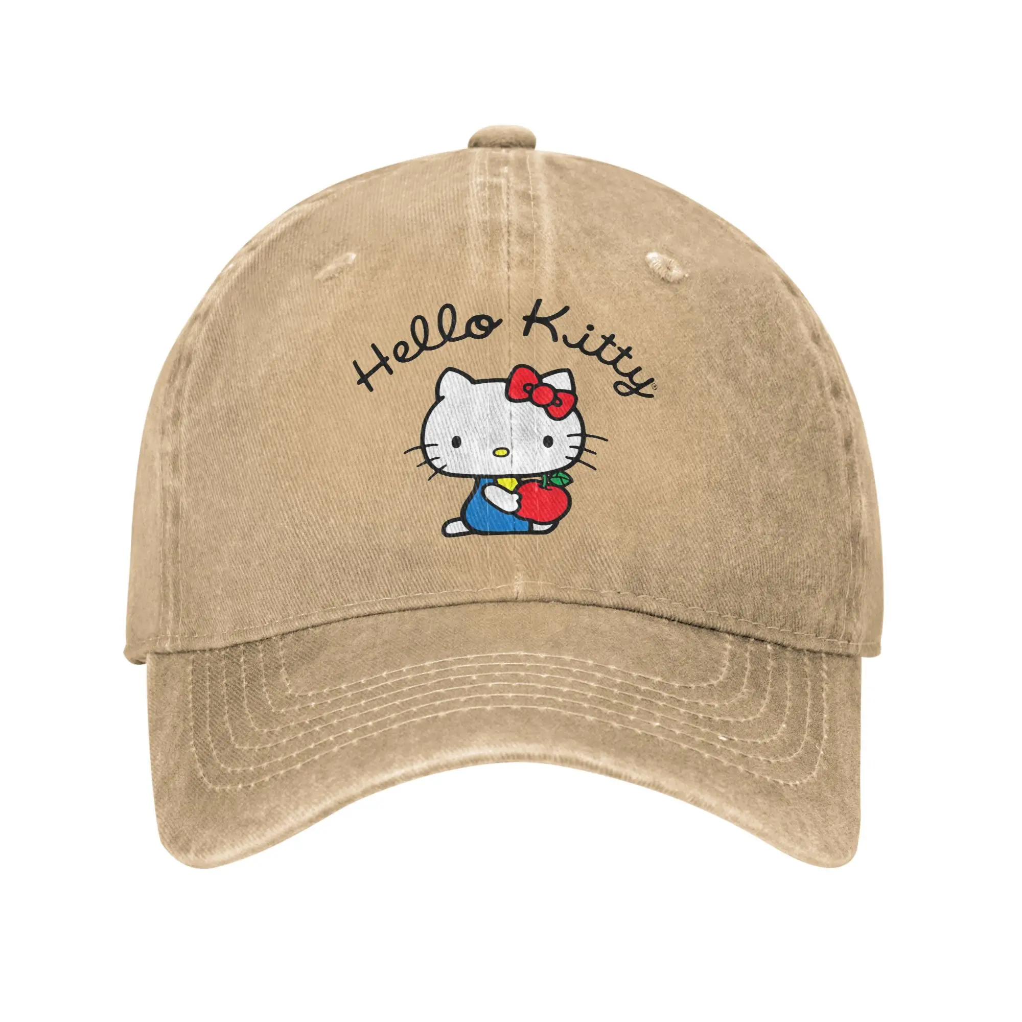 

Hello Kitty Retro Logo Unisex Style Baseball Caps Distressed Washed Caps Hat Vintage Outdoor Summer Adjustable Snapback Hat
