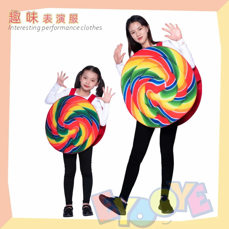 Funny Parent-child Unisex Style School Performance Cosplay Stage Party Snacks Lollipop Doll Costumes Party Halloween Props