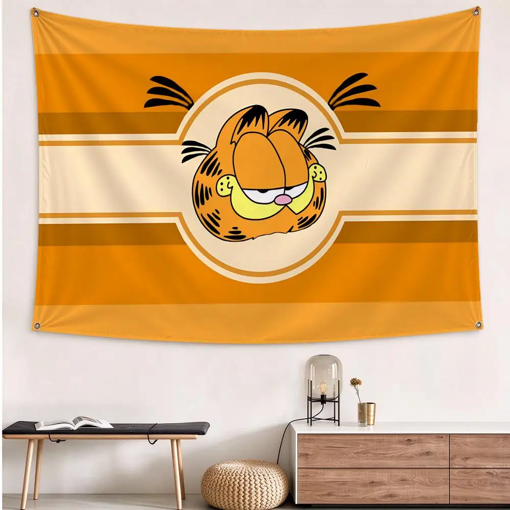 Character Garfield Flags flag Hanging Grommets polyester Wall Flag Home Decor For Bedroom Living Room Fan Merch
