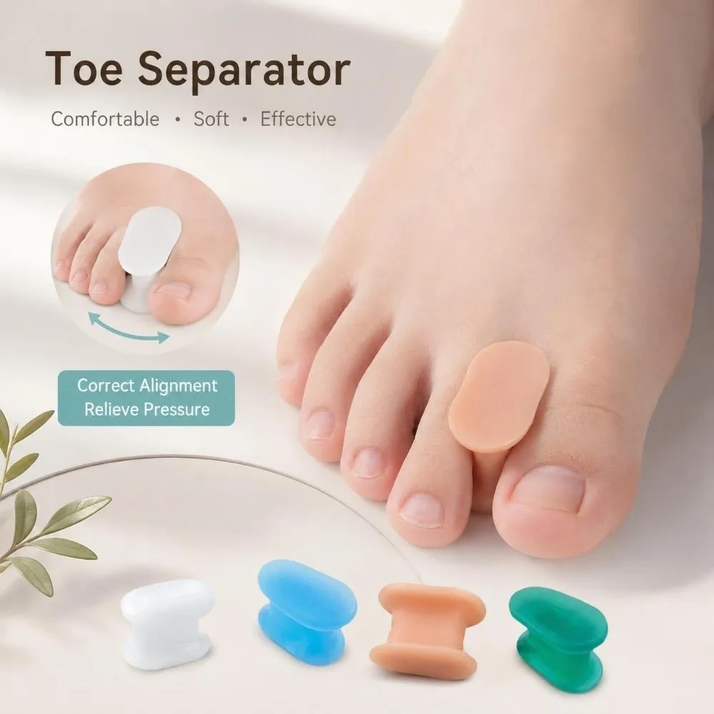 1 Pair Moisture Resistant Big Toe Separator Soft Flexible SEBS Toe Spacer Reusable I-Shaped Structure Bunion Relief Corrector