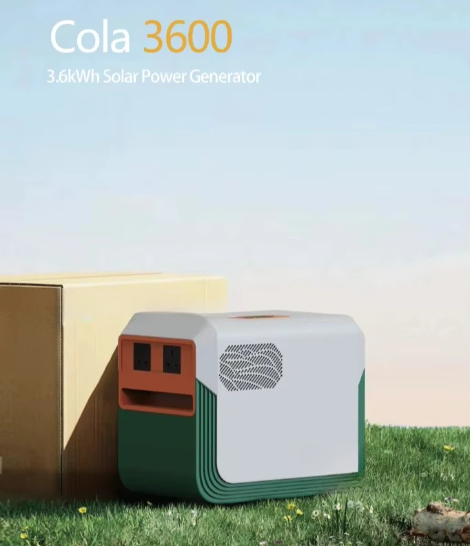 Outdoor camping portable 3600 watt solar generator and backup power 1200 watt MPPT pure sine wave external battery