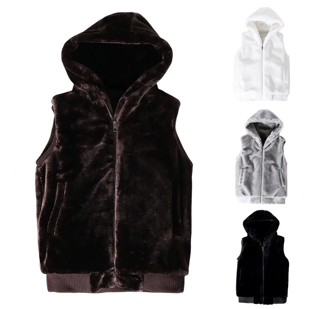 2022 Nieuwe Mouwloze Jas Mannen Hooded Warm Thermische Witnter Faux Fur Vest Mannelijke Pluche Flanellen Jas Pluizige Fleece Vest Herfst