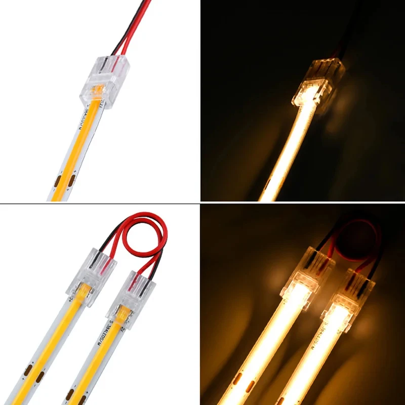 10PCS 2pin COB LED Strip Connector 5mm 8mm 10mm L Shape LED Corner Connectors Free Welding COB Strip Light Fixed Clamps Buckle