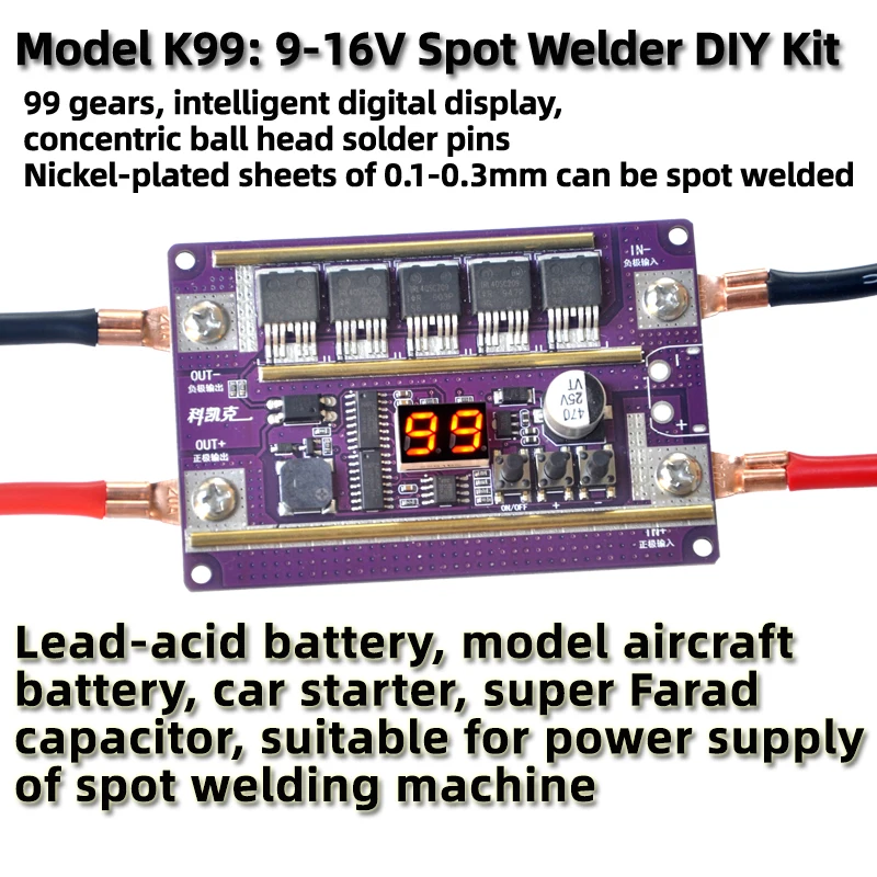 Ponto Welding Machine Kit Pcb Placa de Controle Portátil Faça Você Mesmo 99 Gear 12v 18650 Bateria