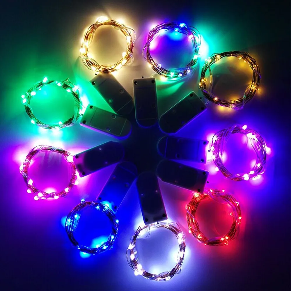 Cadena de luces Led, alambre de cobre, alimentada por batería, 2M, luces de hadas para Navidad, fiesta de bodas