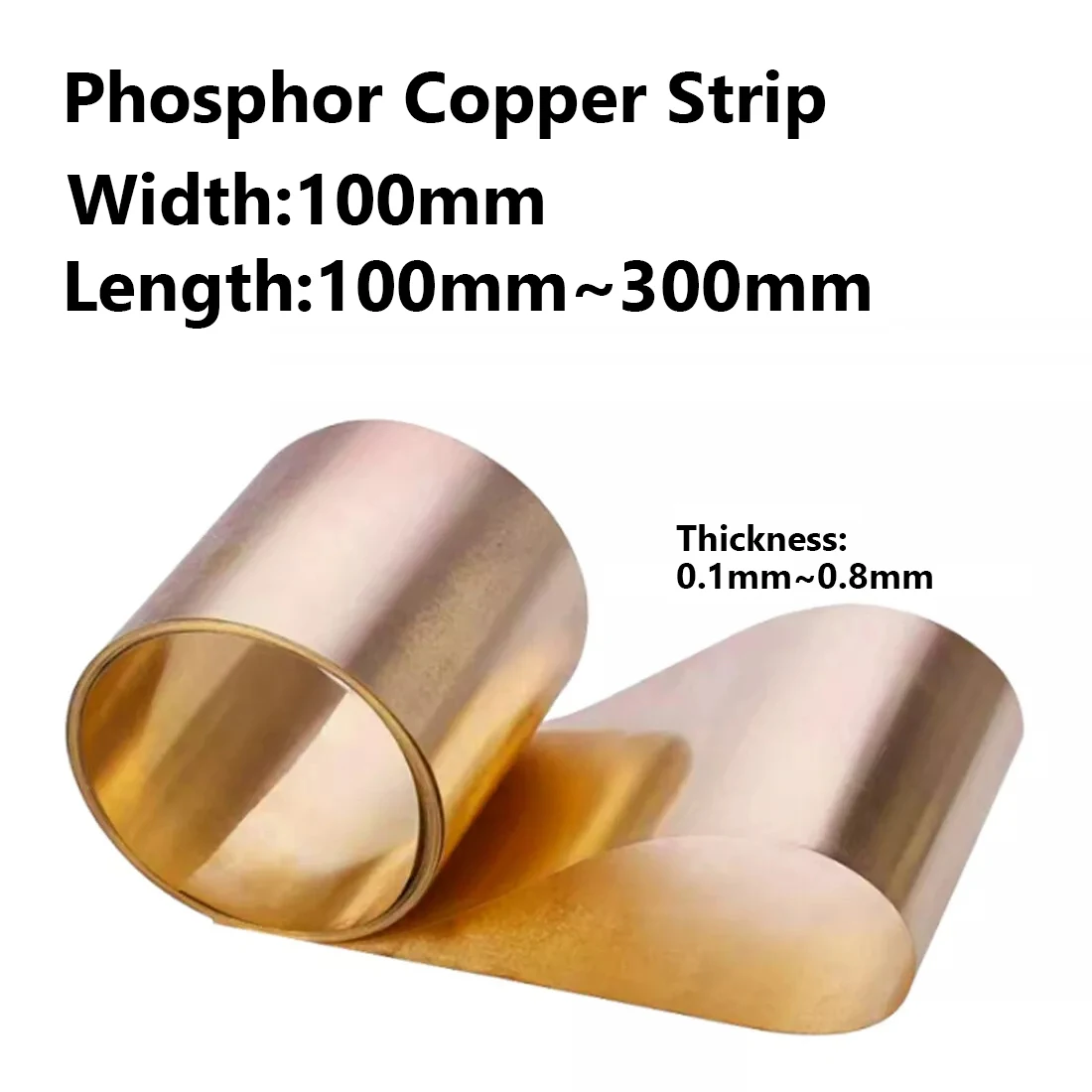 Phosphorous Copper Strip Width:100mm,Length:100mm~300mm,Phosphor Bronze Spring Elastic Copper Tape Foil Sheet