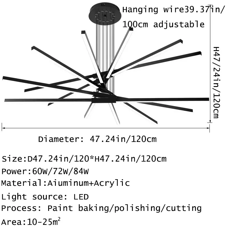 LED Chandelier Creative Hanging Light Dimmable Linear Ceiling Lighting DIY Adjustable Height for Kitchen Island Living Room Deco