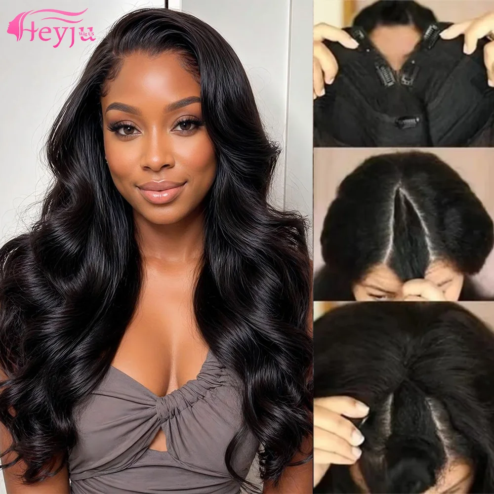 

Body Wave Kinky Straight Deep Wave V Part Wig Human Hair 38" Wear and Go Glueless Wigs Pre Plucked Natural Black Remy Hair No Glue V Shape Frontal Wig for Beginners Long Yaki Straight Exotic Deep Curly Wavy Human Hair Wigs Protective Style Fast