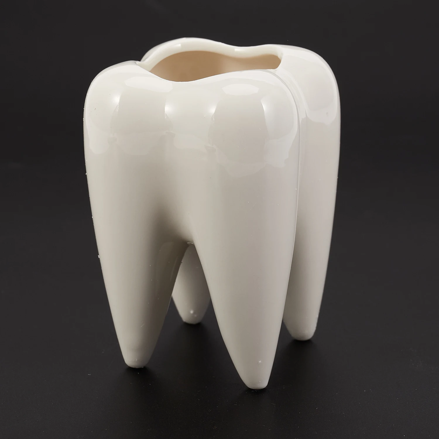 Tooth Shape White Ceramic Flower Pot Modern Design Planter Teeth Model Mini Desktop Pot Creative Gift(without plants)