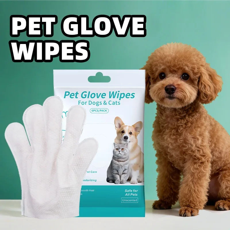 Pet Wipes Gloves No Rinse Cat Dog Wash Cleaning Dry Shower Wipes Deodorizing Grooming Supplies for Dogs Cats
