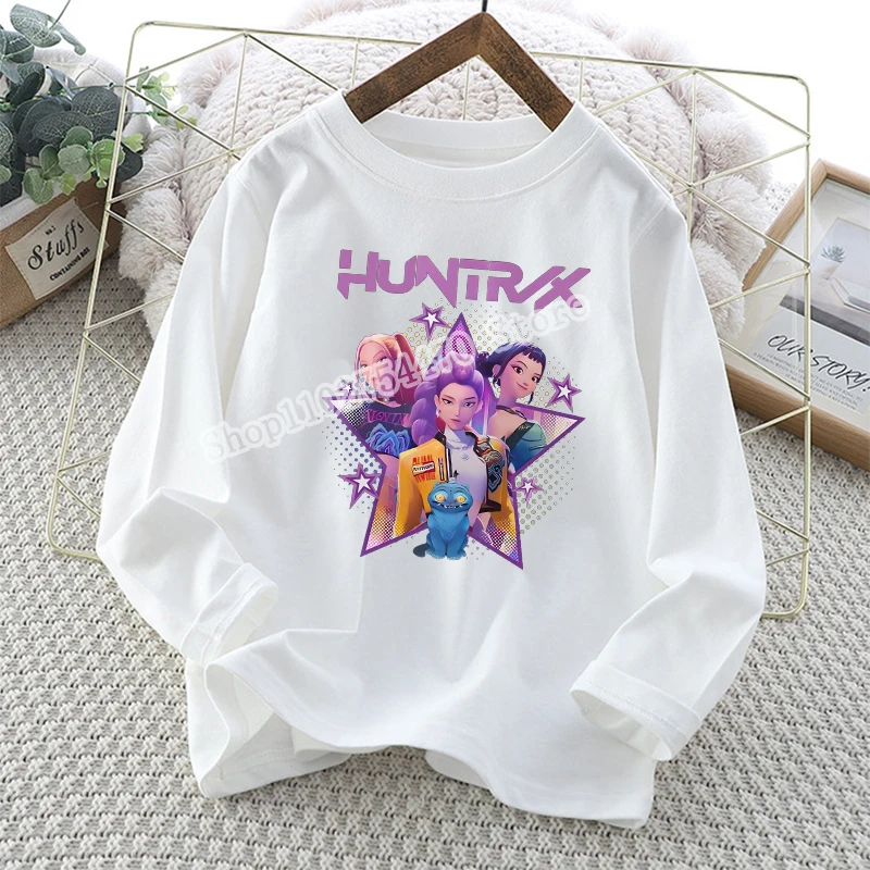

KPop Demon Hunters Child Long Sleeved T-shirt Rumi Mira Zoey Print Cotton Tops Girls Kawaii Summer Casual Tees Birthday Gifts