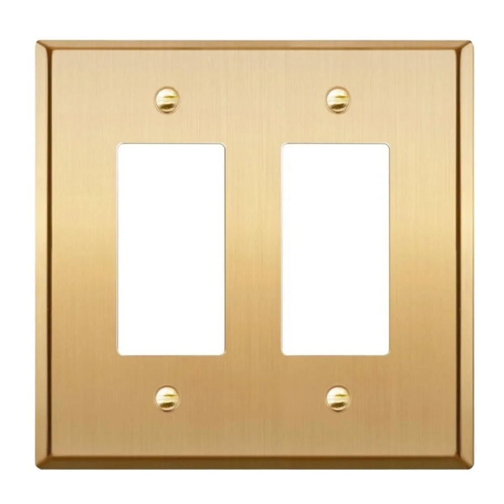 Two Piece Brass Cover Assembly for American Standard GFCI Wall Socket Compatible with Standard US Mounting Bracket and Support
