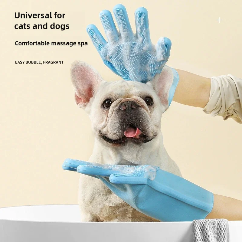 Pet Grooming Cleaning Gloves Dog Cat Bathing Shampoo Glove Scrubber Magic Dishwashing Cleanner Sponge Silicon Hair Removal Glove