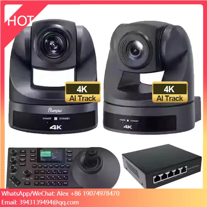 USD990 Free Ship PTZ Broadcast Camera Bundle=2 Pcs 4K 20X PTZ Conference Cameras Church Streaming AI Auto Tracking+controller