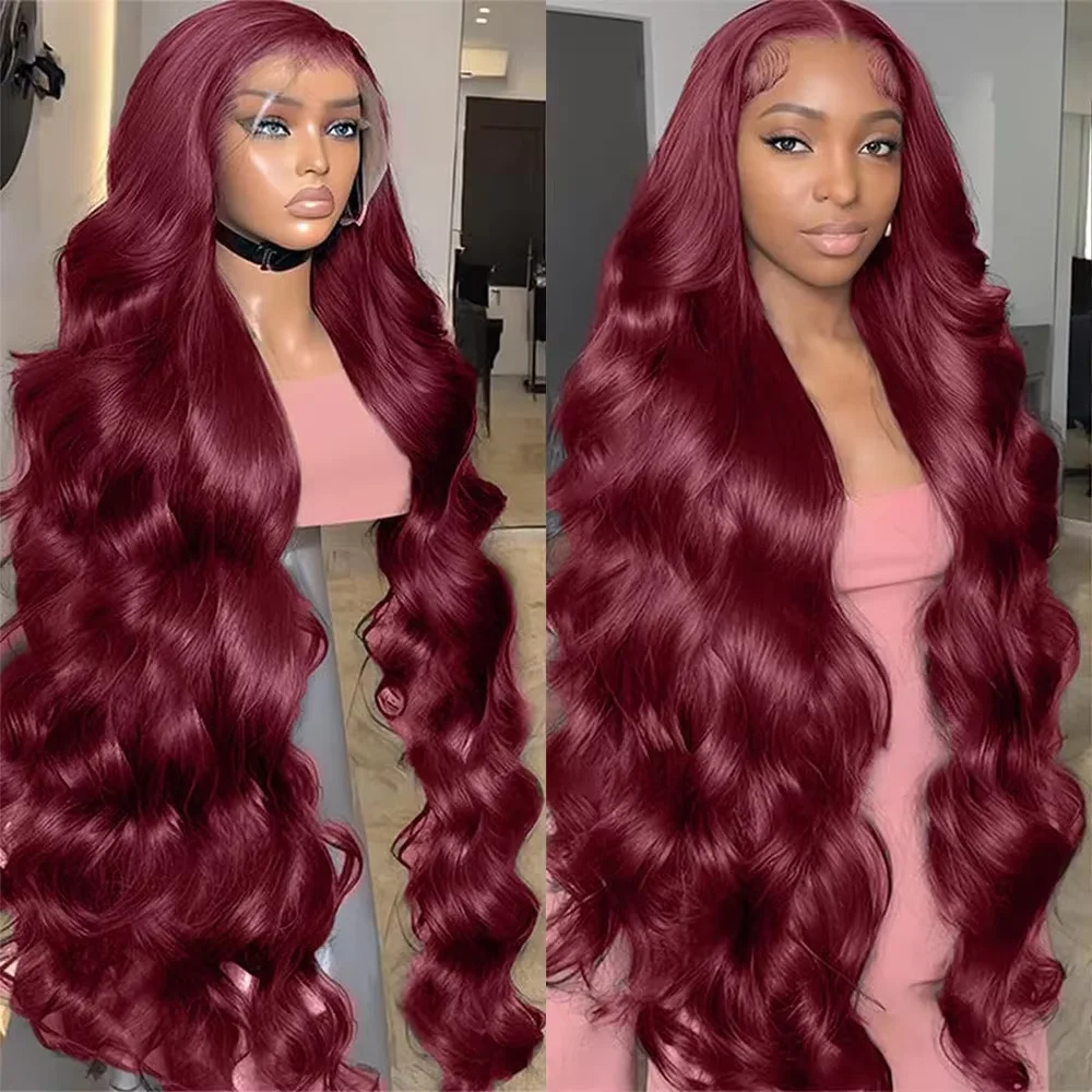 

Плотность 220%, 32 дюйма, бразильская объемная волна, 99J, бордовый, 13x6 HD, парики из натуральных волос на кружеве, предварительно выщипанные 13x4, бесклеевой парик на фронтальной части шнурка