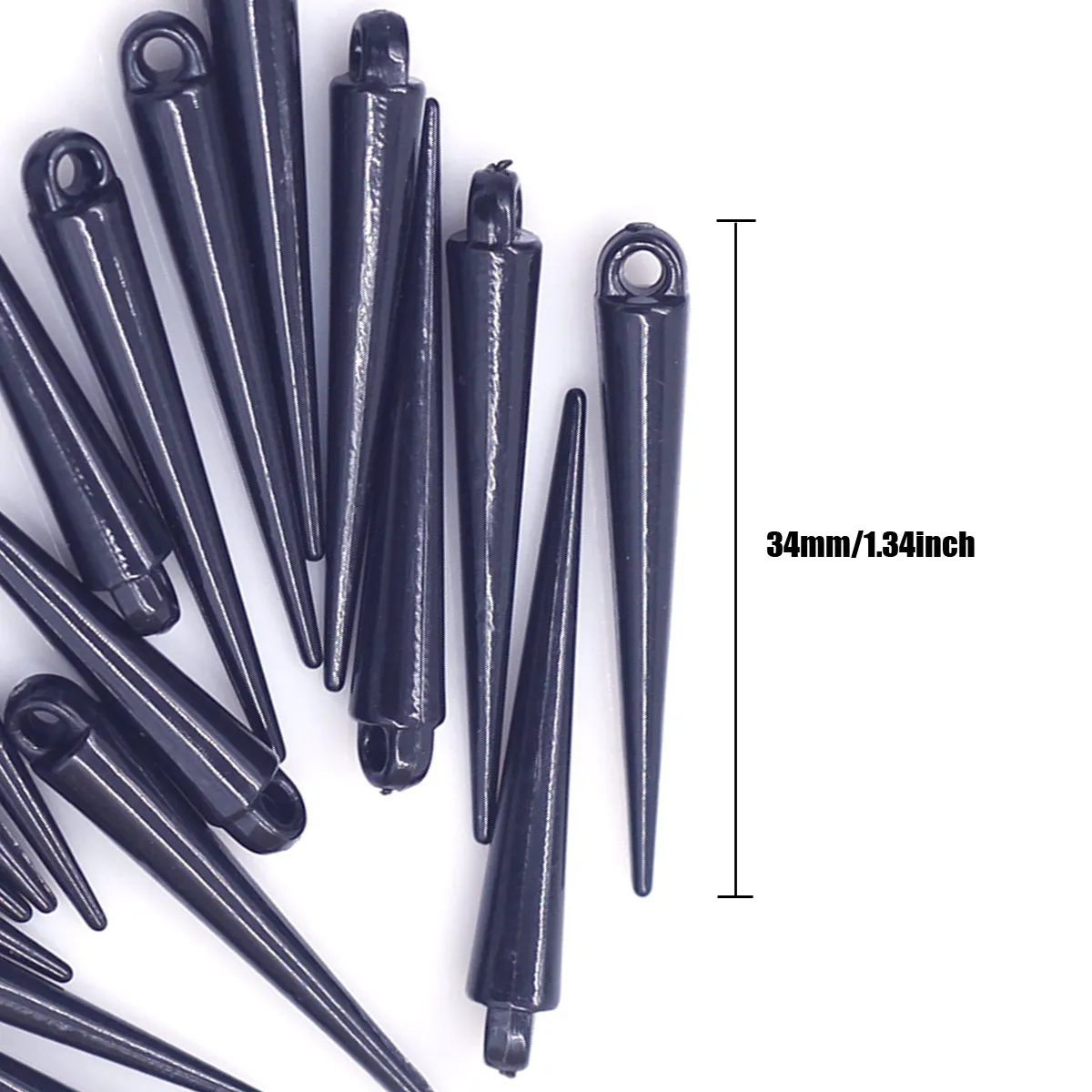 50 adet siyah akrilik koni gözyaşı perçin Punk çıtçıt sivri kolye küpe takı DIY bulguları takılar 34mm