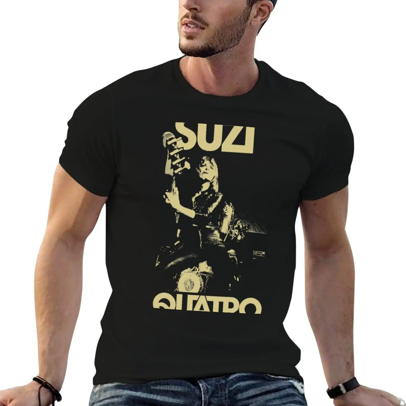 Suzi Quatro Rock and singing retro 2 T-Shirt Plus Size Loose Short Sleeve Top