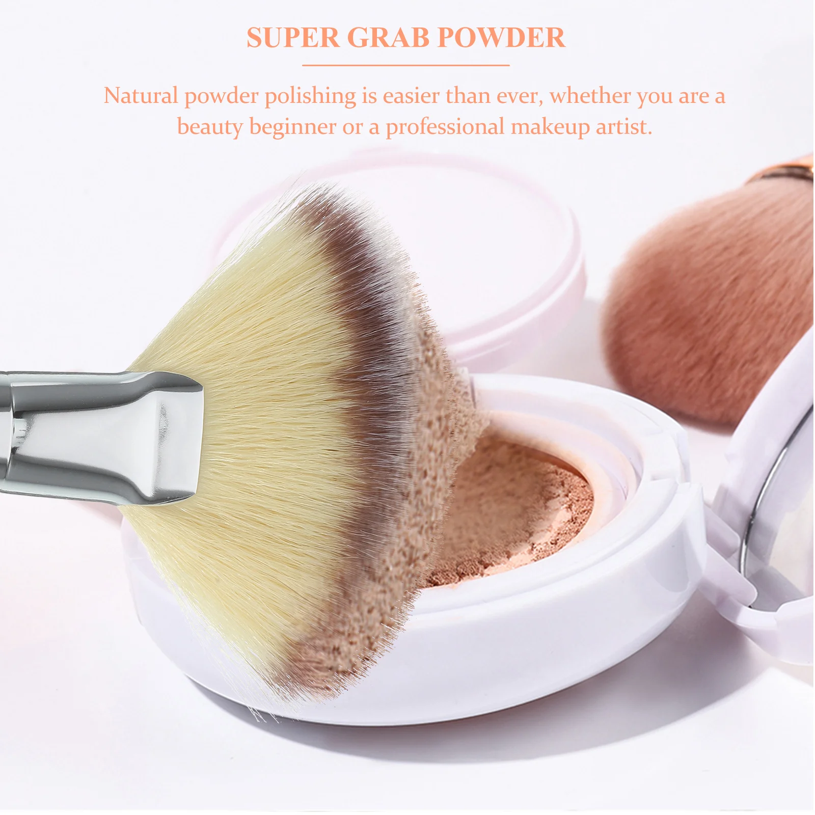 2Pcs Fan Makeup Brush Set Face Highlighting Blush Facial Loose Powder Setting Powder Brush Soft Bristles Easy Use Makeup Tools