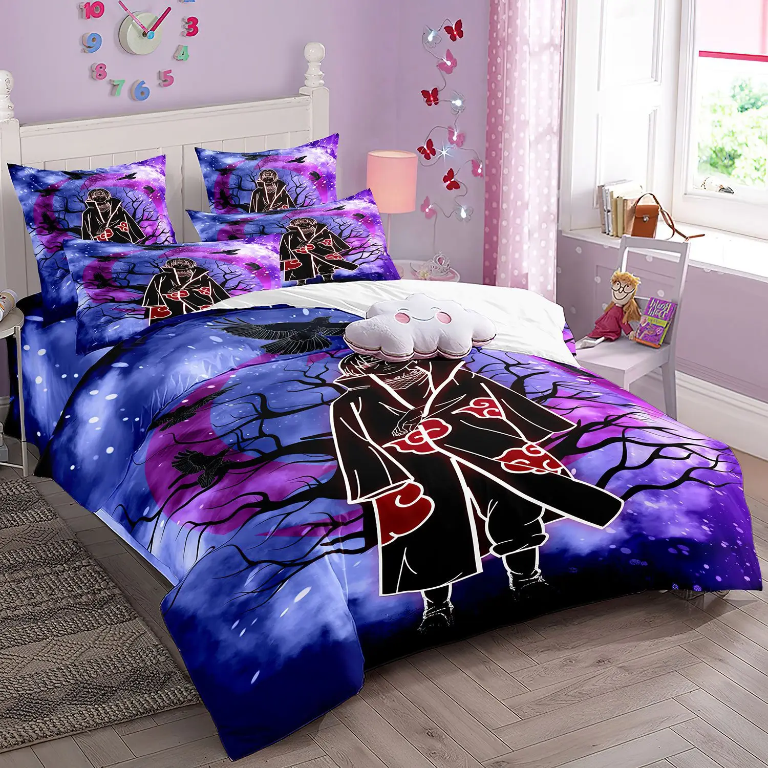 

Japanese Style Bedding Set Cartoon N-Naruto duvet cover bed comforter set Akatsuki Sasuke Uzumaki Quilt cover Pillowcase