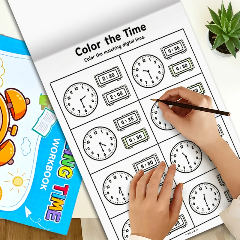 Children's Clock Reading Practice Book, Fun Time Management Enlightenment Reading Material, Suitable for Home Parent-Child Practice, Preschool Teacher Classroom Teaching, Paired with Situational Reading and Time Calculation Practice Sheets, Christmas Gift for Children.