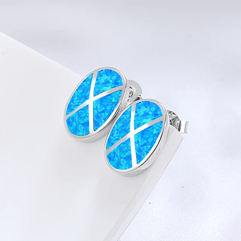 MYOP 925 Sterling Silver Fashion Eardrop Greek Design Temperament Synthetic Opal Earrings for Women Fine Jewelry Gift Party