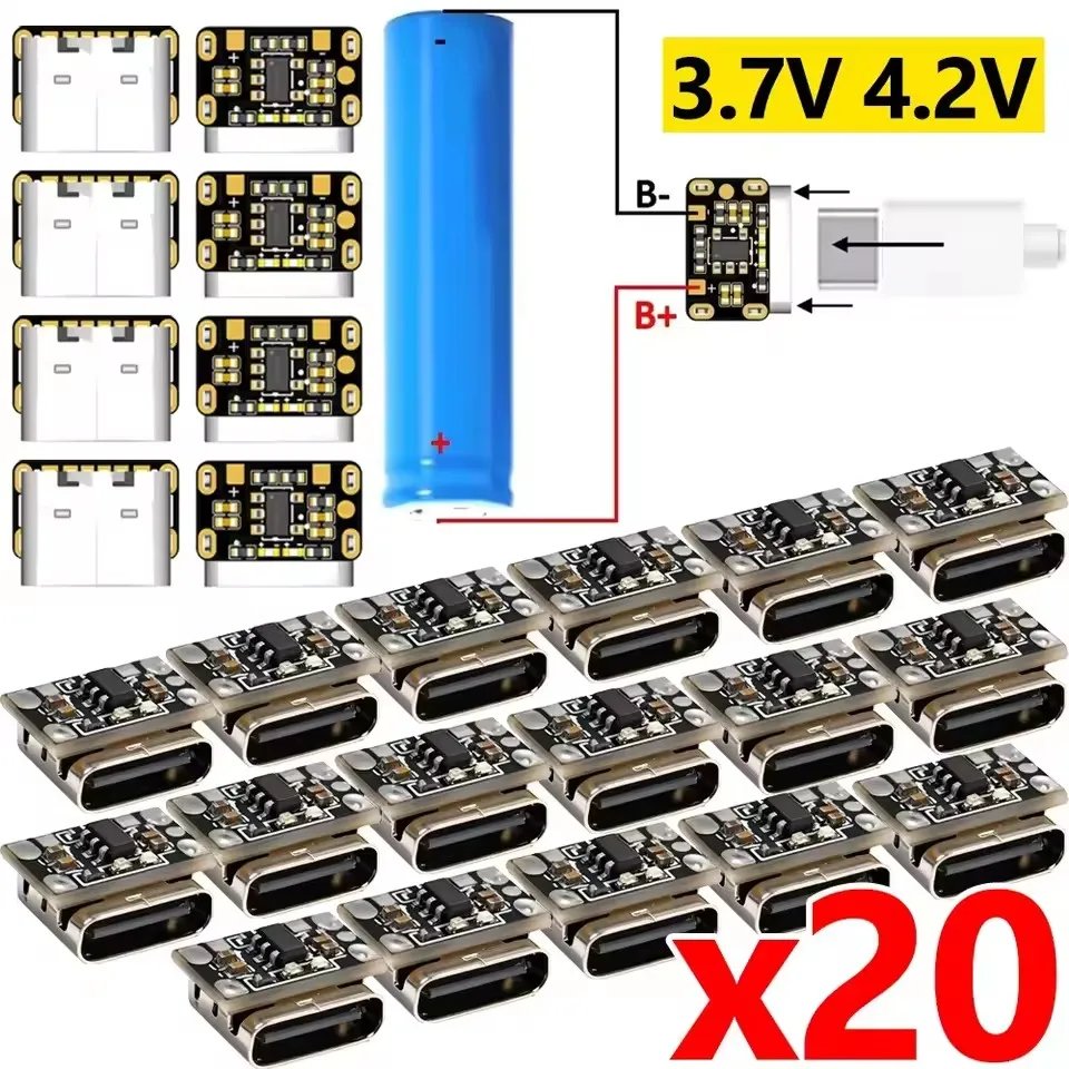 1-20Pcs Mini Type-C 3.7V 4.2V 18650 Lithium Battery Charger Board Charging Power Protection Module Constant Current Voltage