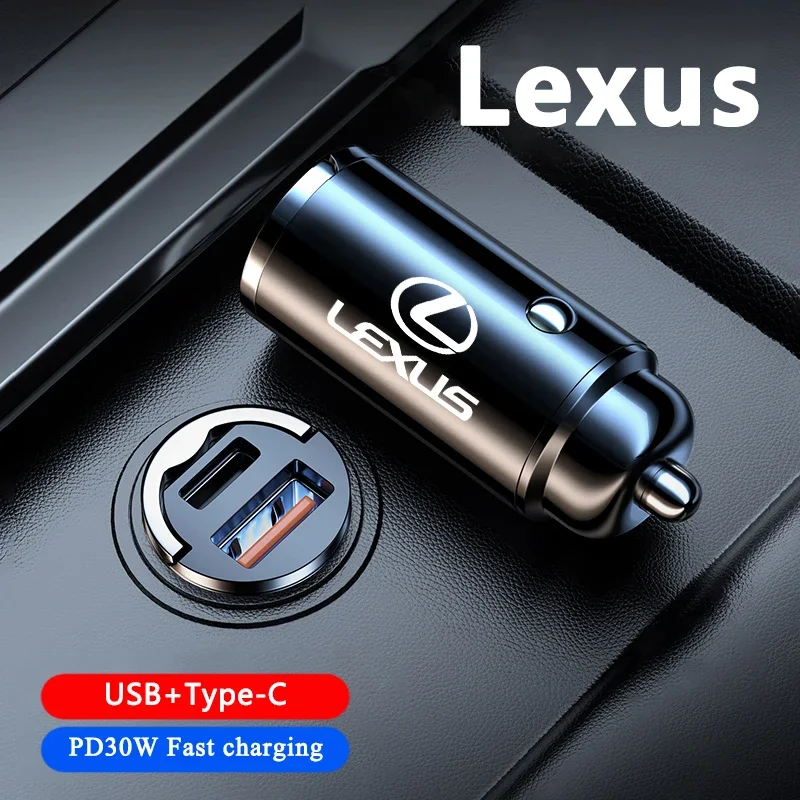 Car Charger USB Type-C Fast Charging Adapter Car Accessories For Lexus ES RX NX LS UX LM LX GX LC RZ IS CT GS RC HS SC TX LBX IS