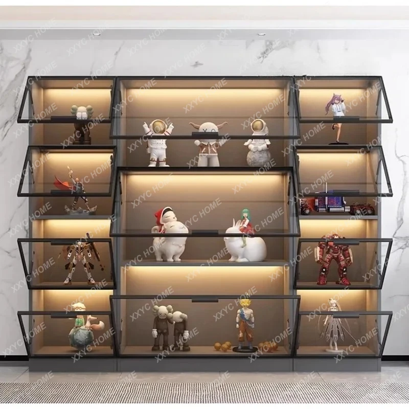Bookcase With Glass Door, Whole Wall Dust-proof Bookshelf, Light Luxury Display Display, Household Living Room view 3