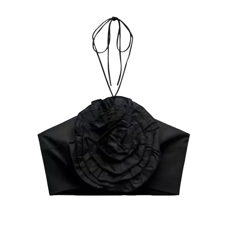 

Summer New Women's Faion Knot Collar Embellied Pleated Silk Strap ort Top Detailed Neline Vest Trendy Sle